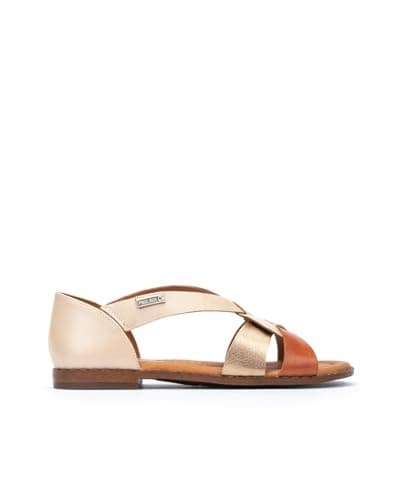 Image of Pikolinos ALGAR Leather Flat Sandals for Lady, ivory white, 3-3.5 UK