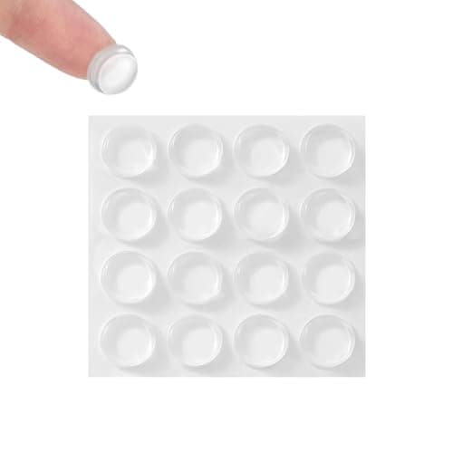 Image of Clear Silicone Bumper Pads 16PCS Self-Adhesive 20mm x 5mm Rubber Dots for Glass Table Tops, Cabinet Doors, Drawers, Furniture, Soft Noise Dampening and Anti-Collision Pads