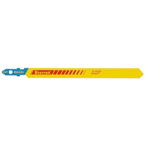 Image of Starrett Metal Cutting Jigsaw Blades - Pack of 5 - BU424-5 Unified Shank Bi-Metal Saw Blade Set for Straight Cuts - Compatible With Bosch Dewalt Hitachi Festool Milwaukee, Yellow, Red, Blue, 100mm
