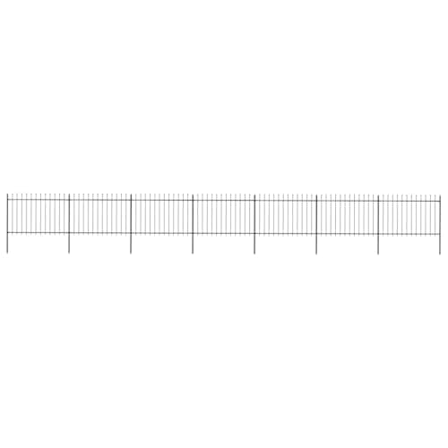 Image of vidaXL Garden Fence Spear 11.9x1.2m Outdoor Panel Barrier Border Decorative Landscape Privacy Edges Black Steel Rust-Resistant Metal