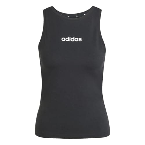 Image of adidas Women's Essentials Linear Slim Cotton Tank, Black/White, M