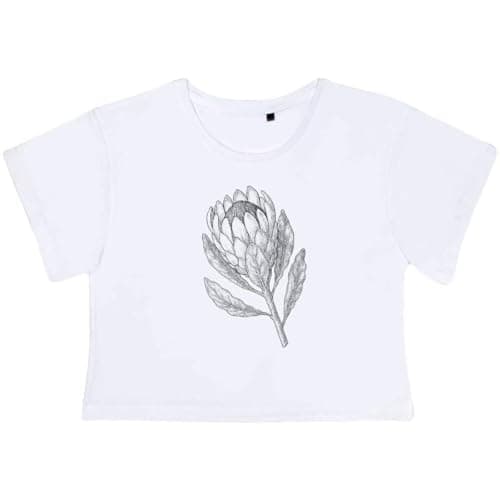 Image of Azeeda Large 'Protea Flower' Adult's Cotton Crop Top (CO00171767) White
