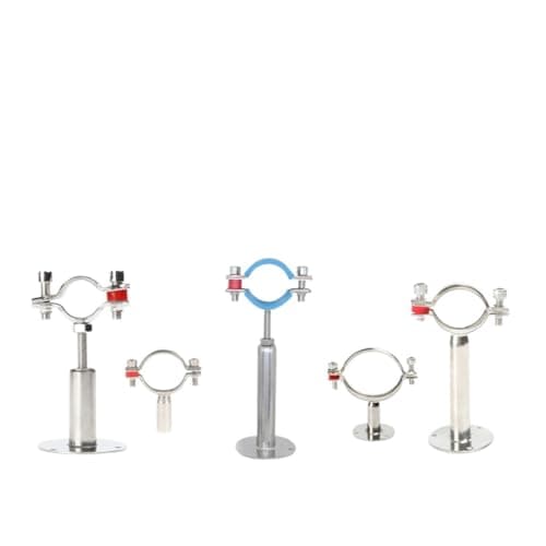 Image of FNYUVNFAF SS304 Pipe Hangers 1/2"-4" Tube Holders SS304 L=50/100mm Stainless Adjustable Pipe Bracket with Blue Insert Pipe Clamps(Adjustable L100MM,38-40mm) FNYUVNFAF