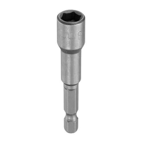 Image of sourcing map Hex Nut Driver Drill Bit 8mm Metric 6-Point Socket 1/4" Hex Shank Magnetic Setter CR-V Steel Bolt Sockets for Power Drills Impact Drivers, 2.56" (65mm) Long