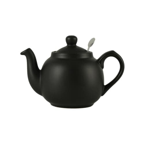 Image of London Pottery Rustic Teapot with Infuser, Ceramic Matte Black, 2 Cup (600ml)