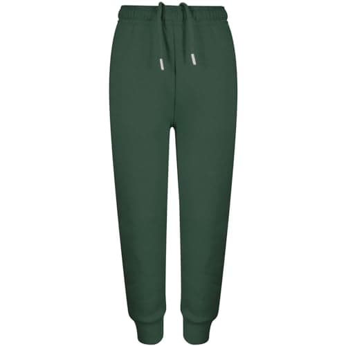 Image of A2Z 4 Kids Girls Boys Fleece Jogging Bottoms PE School Jogger Classic - Fleece Trouser 355 Green 11-12