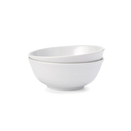 Image of Comptoir de famille 15cm Cereal Bowls Set of 2 - Porcelain White Soup Bowls for Cereal, Porridge, Soup & Desserts - Microwave & Dishwasher Safe