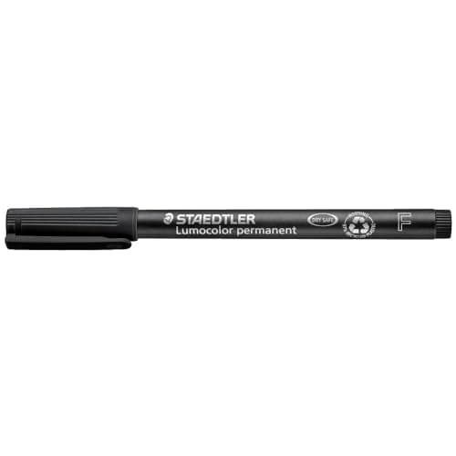 Image of Staedtler Lumocolor Black Fine Permanent Marker Pens Pack Of 1 Waterproof Smudge Resistant Quick Dry CD DVD OHP