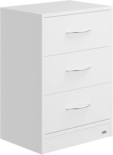 Image of CASARIA Wooden Bedside Table 54x39x28cm 3 Drawers Cable Entry Wall Mounted Box Spring Bedside Table Chest White