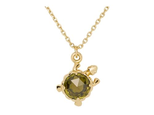 Image of kate spade new york Secret Garden Turtle Pendant, Regular, Brass, Cubic Zirconia