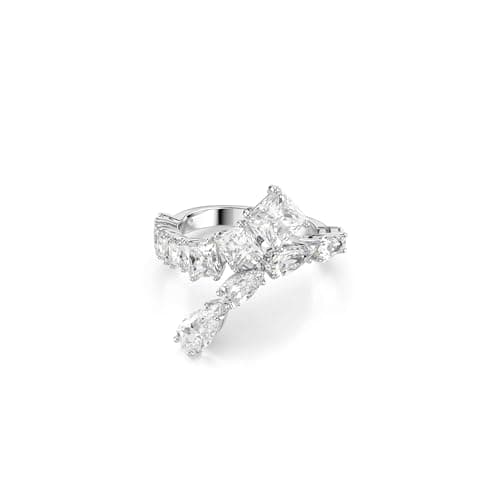 Image of Swarovski Matrix Ring, Clear Mixed-Cut Stones in a Rhodium-Finished Setting, Size N, Part of the Matrix Collection