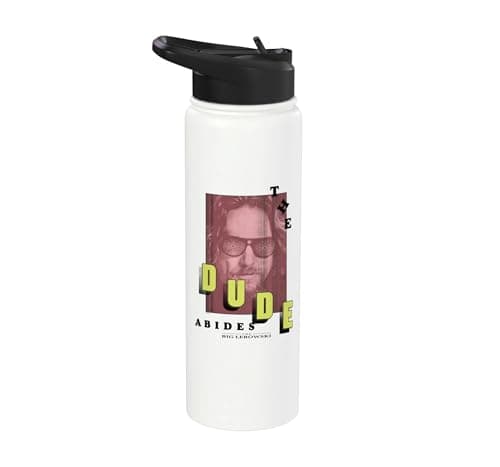 Image of The Big Lebowski The Dude Abides Retro Stainless Steel Insulated Water Bottle