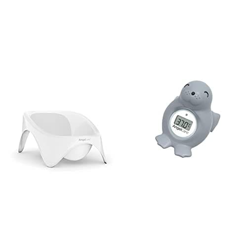 Image of Bath time, Best time! Bundle Angelcare 2-in-1 Baby Bathtub with Integrated Soft-Touch Support. Hygienic and Safe. Minimal Water use + Angelcare Happy Seal Baby Bath Room Thermometer, Grey
