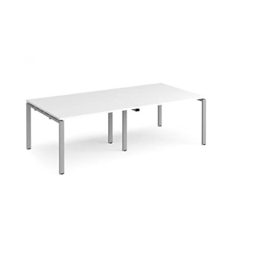 Image of DAMS Adapt rectangular boardroom table 2400mm x 1200mm - silver frame, white top