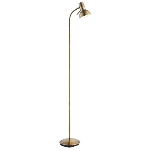 Image of National Lighting Amalfi Standing Floor Lamp - Antique Brass Finish - Flexible Gooseneck Task Floor Reading Lamp - Rocker On/Off Switch - Tall Indoor GU10 LED Floor Lamp