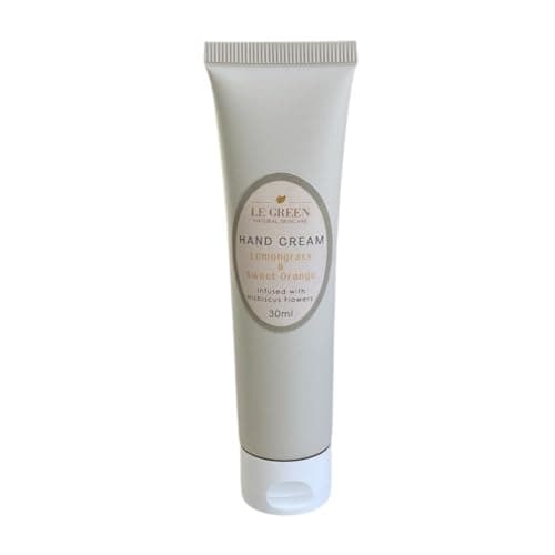 Image of Le Green Hand Cream, 100% Natural, Handmade Moisturizer with Lemongrass & Sweet Orange Essential Oil, Shea Butter for Dry Hands, Uplifting Aromatherapy, Non-Greasy, Fast-Absorbings, 30ml