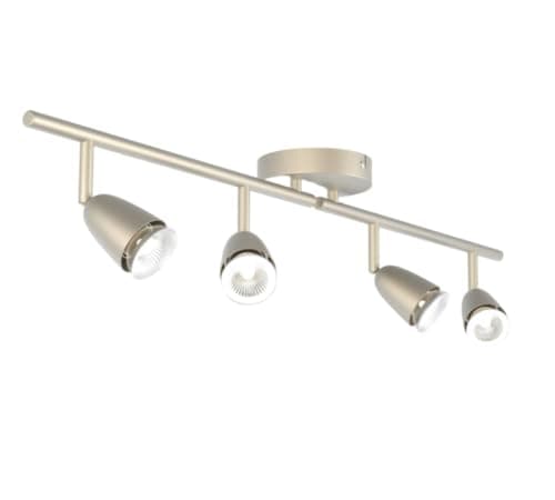 Image of National Lighting Led Celing Lights Rotatable, 4 Way Ceiling Spolights, Satin Silver Finish, for Living Room, Kitchen, Bedroom, GU10 Led Compatible