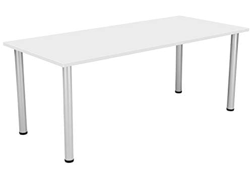 Image of Office Hippo Desk Table, Sturdy & Robust Computer Table, Stylish Work Table For Home Office, Ideal For Canteen or Meeting Room, High Table Desk, 5 Year Guarantee - White
