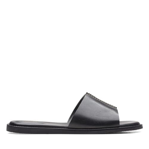 Image of Clarks Women's Karsea Mule Slide Sandal, Black Leather, 8 UK