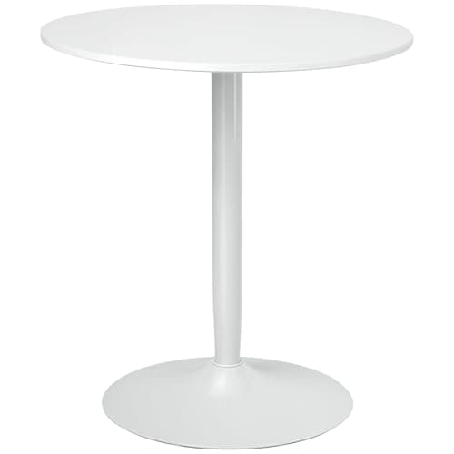Image of HOMCOM Round Dining Table, Modern Kitchen Table with Steel Base, Non-slip Foot Pad for Living Room, Dining Room, White