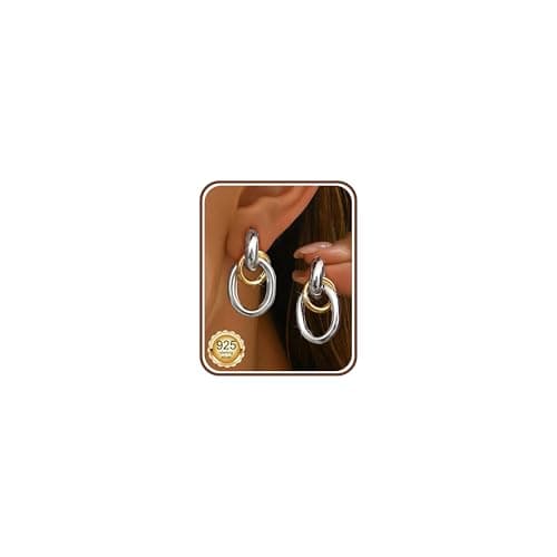 Image of MILACOLATO Gold Earrings for Women Hypoallergenic 925 Sterling Silver Stud Earrings Chunky 14K Gold Plated Earring Minimalist Lightweight Knot Drop Dangle Silver Earring Jewellery Gift for Her-DGS