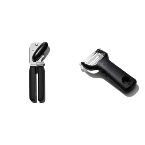 Image of OXO Good Grips Soft Handled Tin Opener & Good Grips Julienne Peeler, Black
