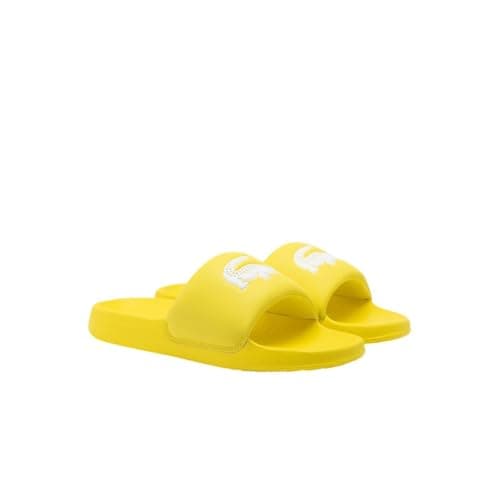 Image of Lacoste Men's Serve Slide 1.0 Sandal, Yellow and White Crocodile, 42