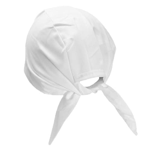 Image of Cotton Durag Biker Skull Cap Bandana with Tie Back Strings Patka Style (White)