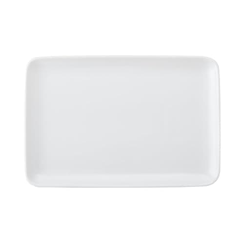 Image of MIKASA Chalk Rectangle White Porcelain Serving Platter, Glossy Rectangular Plate, Ideal for Buffets, Appetisers, Desserts, Party Food, Dishwasher Safe, 26.5cm