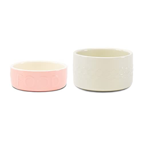 Image of Scruffs Classic & Icon 2 Piece Dog Food & Water Bowl Set - 15cm - Pink/Cream