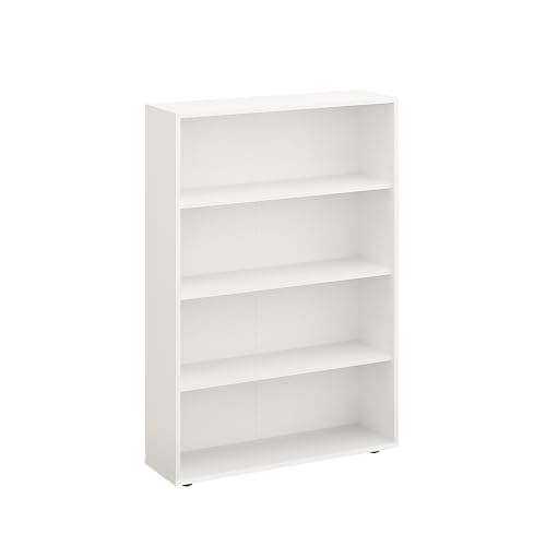 Image of Komto White Bookcase – 4 Tier Bookshelf, Open Storage Shelving Unit for Bedroom, Living Room, Home Office and Dining Room | Lumo 80 x 120 x 24 cm (WxHxD)