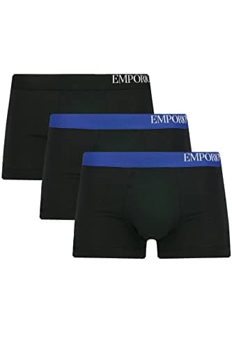 Image of Emporio Armani Men's Pack of 3 Soft Touch eco Fibre Elastic Band Trunks 3-Pack, Black/Black/Black, S