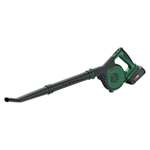 Image of Bosch UniversalLeafBlower 18V-130 battery leaf blower (for quick and easy clean up outdoors; 18 Volt System; 1 x 2.5 Ah battery and charger)