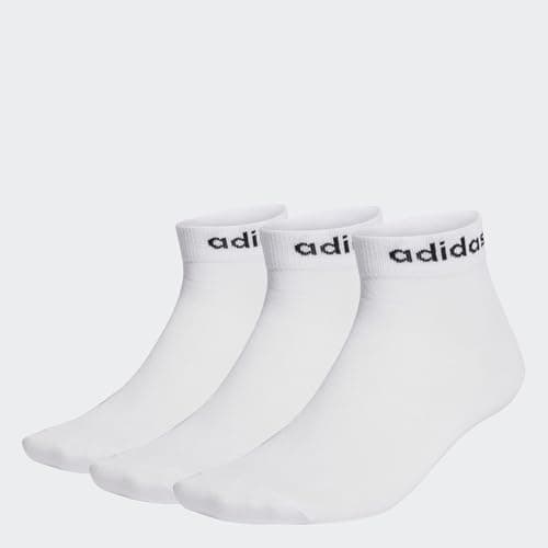 Image of adidas Unisex Think Linear Ankle Socks 3 Pairs, White/Black, 10.5-12.5