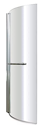 Image of VeeBath NCSR1 Brill 6mm Curved Toughened Safety Glass Bath Screen Panel for P-Shaped Baths with Towel Rail - 1435x720mm, Chrome