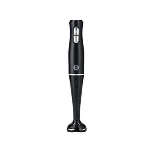 Image of MasterChef Hand Blender Stick, Electric Handheld Food Processor, 2 Blending Speeds, Stainless Steel Blades, Immersion Liquidiser with Removable & Washable Leg, Non-scratch Plastic, 200W, Black