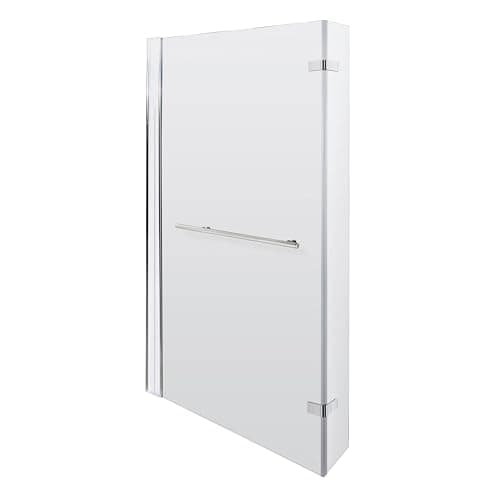 Image of Balterley 815 x 1400mm L-Shaped Bath Shower Screen, Shower Screens for Baths with Towel Rail, 6mm Chrome Toughened Safety Bath Door Screen, Hinge Return Panel Reversible Door Screens (Chrome)