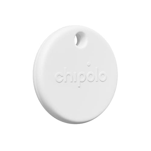 Image of Chipolo POP Tracker Tag - Colorful, Compatible, Loud Bluetooth Tracker with Call Your Phone & Out of Range Alert, Works with Find Hub on Android or Apple Find My (White)