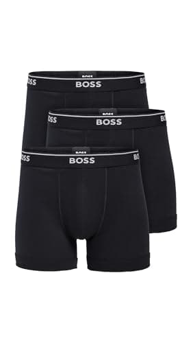 Image of BOSS Men's Pack Cotton Boxer Briefs, Midnight Black, L UK