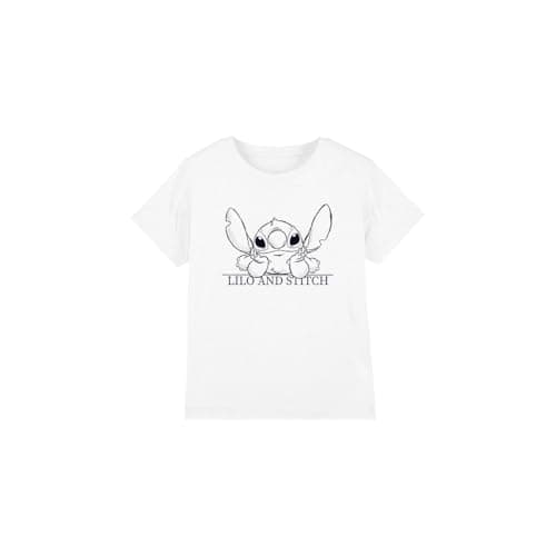 Image of Lilo and Stitch Boys & Relax Sketch Unisex Kids T-Shirt, White, 3-4 Years UK