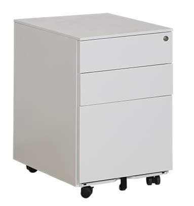Image of Requena 3-Drawer Mobile File Cabinet with 5 Wheels, Lockable Storage for A4 Metal Filing Cabinets with Keys, MP01 White