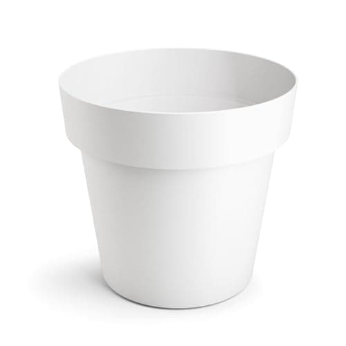 Image of B2C Plant Pots Flower Planter 6 Colours 4 sizes Matt Plastic Pot Classic Look Home Deco Pot Plastic Lightweight (White Matt, 18cm)