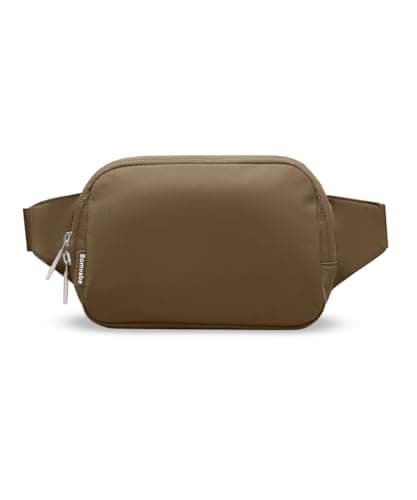 Image of Bomvabe Small Fanny Pack with 2-Way Zipper for Women Tween Girls, Bum Bag for Ladies with 53" Adjustable Strap, Crossbody Bag for Travel Gym Running Hiking, Everywhere Belt Bag 1L Chocolate Brown