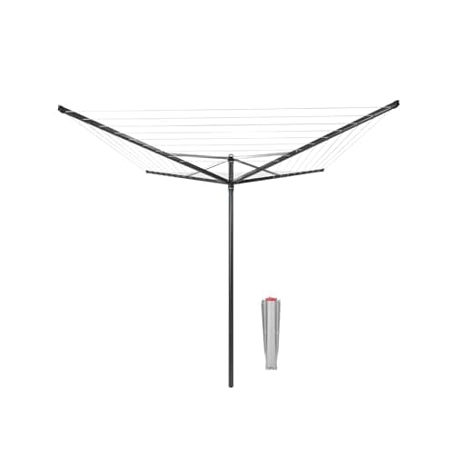 Image of Brabantia - Topspinner - 50 Metres of Clothes Line - UV-Resistant & Non-Slip Lining - Smooth Turns - Umbrella System - Rotary Dryer with Ground Spike 45 mm - Anthracite - ø 295 cm