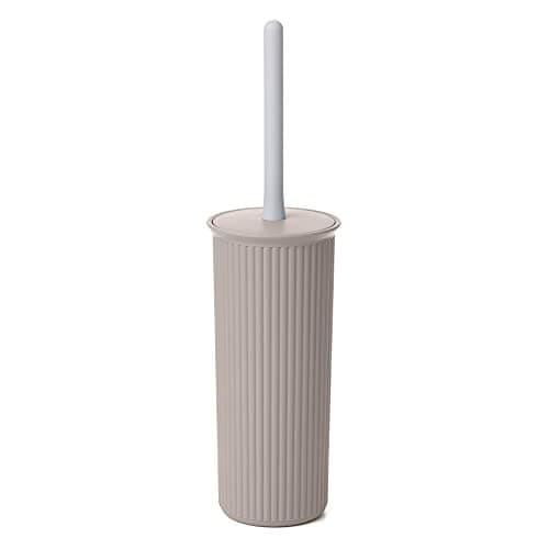 Image of TATAY Toilet Brush | Compact and Functional Design | BPA-Free Plastic Toilet Brushes | Made in Spain | 9.5 x 9.5 x 39.5 cm - Baobab Collection - Taupe