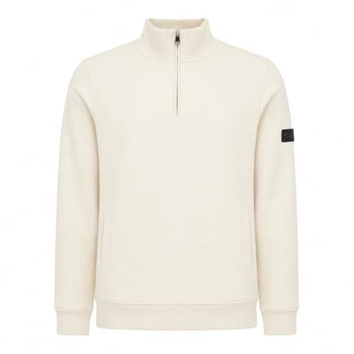 Image of Barbour International Ehan Half Zip Sweatshirt, Whisper White (UK, Alpha, XL, Regular, Regular, Whisper White)