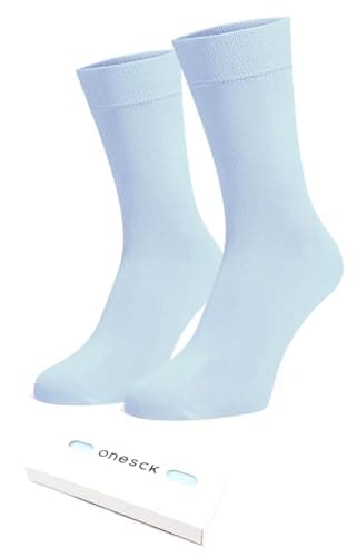 Image of ONESCK Super Soft Cotton Dress Socks Vibrant Plain Colours for Women (Light Blue, 4-7)