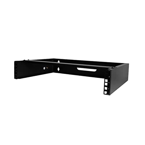 Image of StarTech.com 2U Wall Mount Network Rack - 14 in Deep (Low Profile) - 19" Patch Panel Bracket for Shallow Server, IT Equipment, Network Switches - 77lbs/35kg Weight Capacity, Black (RACK-2U-14-BRACKET)
