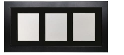 Image of Metro Black Picture Photo Frame with Black 7 x 5 Inch Three Aperture Long Mount