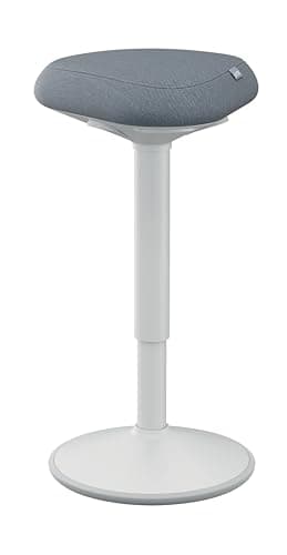 Image of Leitz Ergo Active Standing Stool with Unique Dual Density Foam Comfort Cushion, Height Adjustable 57 to 82cm, 100% Post Consumer Recycled Seat Cover, Supports 110kg, Ergo Range, Light Grey, 65450085